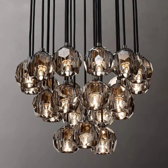 19 Lights - Boule De Cristal Round Clustre LED Crystal Ceiling Chandelier - Picture 1 of 5